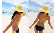 Load image into Gallery viewer, Solid Color Fashion Seaside Sun Visor Hat Large Brimmed Straw Sun Hat Folding Beach Hat