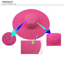 Load image into Gallery viewer, Solid Color Fashion Seaside Sun Visor Hat Large Brimmed Straw Sun Hat Folding Beach Hat