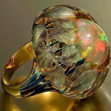 Load image into Gallery viewer, Flower Stone Opal Anel Exaggerated Personality Fabulous Gold Anillos Ring