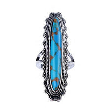 Load image into Gallery viewer, Vintage Look Tibet Alloy Antique Silver Plated Personality Green Oval Turquoise Ring