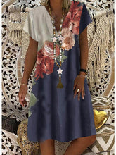 Load image into Gallery viewer, Women Short Sleeves Floral Summer Casual Daily Mini Dress
