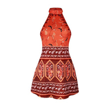 Load image into Gallery viewer, Boho Floral Backless Printed Beach Mini Dress