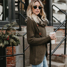 Load image into Gallery viewer, Turtleneck Cardigan Solid Color Button Irregular Sweater