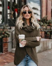 Load image into Gallery viewer, Turtleneck Cardigan Solid Color Button Irregular Sweater