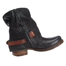 Load image into Gallery viewer, British Retro Flat Martin Boots Female Belt Buckle Cuffed Two Wear Boots