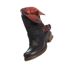 Load image into Gallery viewer, British Retro Flat Martin Boots Female Belt Buckle Cuffed Two Wear Boots