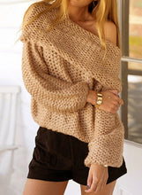 Load image into Gallery viewer, Elegant Slash Neck Off Shoulder Long Sleeve Solid Color Sweater