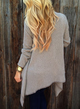 Load image into Gallery viewer, Women s Long Sleeve Draped Open Front Asymmetrical Knitted Cardigan