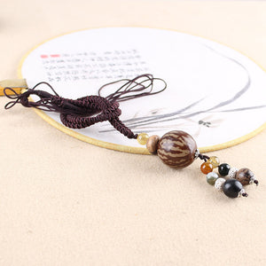 Simple Ethnic Bodhi Sweater Chain Joker Long Necklace Cotton and Linen Clothing Accessories