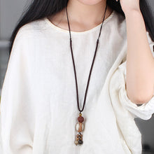 Load image into Gallery viewer, Simple Ethnic Bodhi Sweater Chain Joker Long Necklace Cotton and Linen Clothing Accessories
