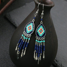 Load image into Gallery viewer, Alloy earringsbohemian oval hand-woven beaded tassel earrings
