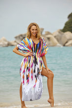 Load image into Gallery viewer, Loose Rainbow Color Super Adult Cotton Drawstring Belt Loose Positioning Beach Smock Vacation Robe Dress

