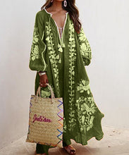 Load image into Gallery viewer, Autumn New V-neck Long-sleeved Printed Long Loose Dress
