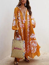 Load image into Gallery viewer, Autumn New V-neck Long-sleeved Printed Long Loose Dress
