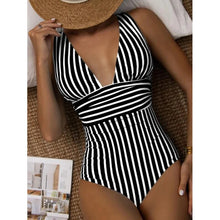 Load image into Gallery viewer, 2023 New Striped One Piece Swimsuit Vintage Swimwear Women V-neck Bathing Swimming Suit Female Summer Beachwear Bodysuit
