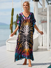 Load image into Gallery viewer, 2024 Boho Printed Kaftan Summer Clothing Women Plus Size V-Neck Batwing Sleeve Beachwear Cover-ups Maxi Dress Robe Sarong Q1476

