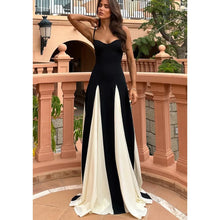 Load image into Gallery viewer, 2024 Summer Elegant  Female Vestidos Black White Patchwork Hem Maxi Dress Women Sexy Sleeveless Bodycon Sling Party Dresses
