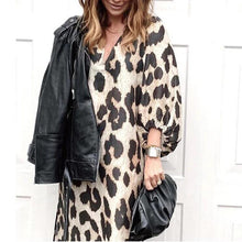 Load image into Gallery viewer, Autumn and Winter New Fashion Leopard Pattern Loose Lantern Sleeve Dress Long Dress
