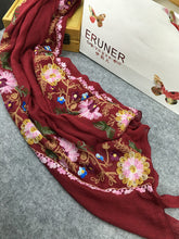 Load image into Gallery viewer, Embroidery Linen Flower Shawl Cotton and Linen Versatile Long Sunscreen Travel Scarf
