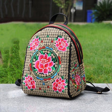 Load image into Gallery viewer, Ethnic Embroidery Bag Embroidered Canvas Shoulder Color Backpack
