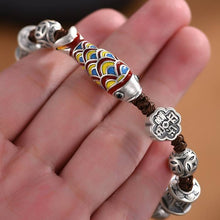Load image into Gallery viewer, New Fashion Enamel Koi Bracelet Men&#39;s and Women&#39;s Retro Ethnic Style Woven Shore Hand Rope
