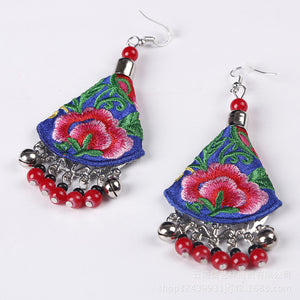 Ethnic Style Handmade Embroidered Earrings Ethnic Earrings Dance Accessories Ethnic Ornaments Peony Earrings