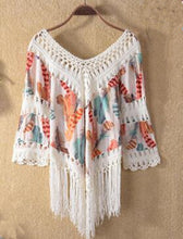 Load image into Gallery viewer, Hot Selling Hand Hook Printed Patchwork Fringe Bikini Beach Top
