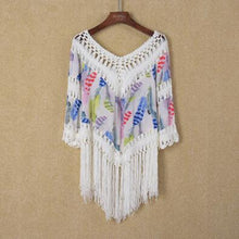 Load image into Gallery viewer, Hot Selling Hand Hook Printed Patchwork Fringe Bikini Beach Top
