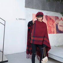 Load image into Gallery viewer, Ethnic Style Cape Shawl Women&#39;s Cape with Hat Thickened Warm Tibetan Scarf Cape Jacket
