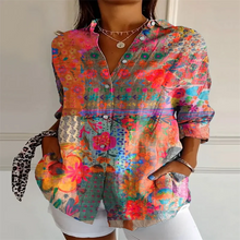 Load image into Gallery viewer, 2025 New Retro Floral Art Print Casual Linen Shirt Fashionable Pretty Shirt Fast Shipping
