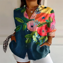 Load image into Gallery viewer, 2025 New Retro Floral Art Print Casual Linen Shirt Fashionable Pretty Shirt Fast Shipping
