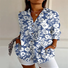 Load image into Gallery viewer, 2025 New Retro Floral Art Print Casual Linen Shirt Fashionable Pretty Shirt Fast Shipping

