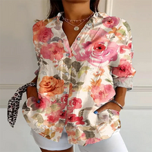 Load image into Gallery viewer, 2025 New Retro Floral Art Print Casual Linen Shirt Fashionable Pretty Shirt Fast Shipping
