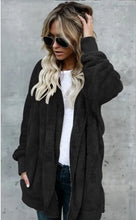 Load image into Gallery viewer, Autumn Winter Double Fleece Cardigan Jacket Women Solid Color Long Sleeve Plush Warm Hooded Lady Jacket Oversized Outerwear Coat
