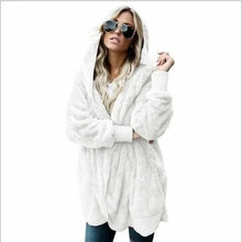 Load image into Gallery viewer, Autumn Winter Double Fleece Cardigan Jacket Women Solid Color Long Sleeve Plush Warm Hooded Lady Jacket Oversized Outerwear Coat
