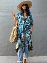 Load image into Gallery viewer, Beach Cover Ups for Swimwear Women Black Tie Dye Kimono Swimsuit Cape Summer Dress 2022 Beachwear Outfits Sales
