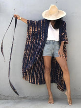 Load image into Gallery viewer, Beach Cover Ups for Swimwear Women Black Tie Dye Kimono Swimsuit Cape Summer Dress 2022 Beachwear Outfits Sales
