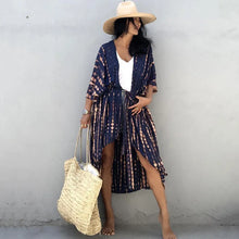 Load image into Gallery viewer, Beach Cover Ups for Swimwear Women Black Tie Dye Kimono Swimsuit Cape Summer Dress 2022 Beachwear Outfits Sales
