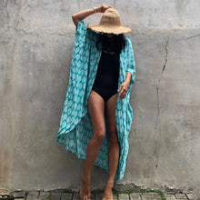 Load image into Gallery viewer, Beach Cover Ups for Swimwear Women Black Tie Dye Kimono Swimsuit Cape Summer Dress 2022 Beachwear Outfits Sales
