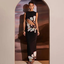 Load image into Gallery viewer, Black Dresses Women Summer New O-Neck Sleeveless Sexy Clubwear Hollow Out Dress Fashion Print Casual Elegant Slim Female Dresses
