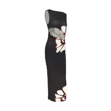 Load image into Gallery viewer, Black Dresses Women Summer New O-Neck Sleeveless Sexy Clubwear Hollow Out Dress Fashion Print Casual Elegant Slim Female Dresses
