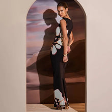 Load image into Gallery viewer, Black Dresses Women Summer New O-Neck Sleeveless Sexy Clubwear Hollow Out Dress Fashion Print Casual Elegant Slim Female Dresses
