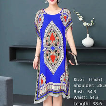 Load image into Gallery viewer, Bohemian National Style Leisure Holiday Beach Printed Poker Indonesia Floral O-neck Loose Midi Dress Pajamas Loungewear Woman
