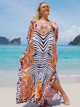 Load image into Gallery viewer, Bohemian Seaside Plus Size Print Kaftan Maxi Dress V Neck Slit Loose Robe Women 2024 Summer Beachwear Swimsuit Cover-ups Q1415
