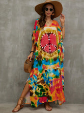 Load image into Gallery viewer, Bohemian Seaside Plus Size Print Kaftan Maxi Dress V Neck Slit Loose Robe Women 2024 Summer Beachwear Swimsuit Cover-ups Q1415
