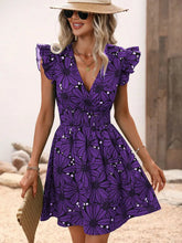 Load image into Gallery viewer, Chic Flower Print Vest A-Line Dress Women Summer V-Neck Mini Skirt Elegant Vacation Dresses
