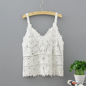 Cotton Crochet Tank Top Sexy Knitted Hollow Out Vest Crop Top Women Femme Vintage Backless Camisole Female 2023 Summer Clothes