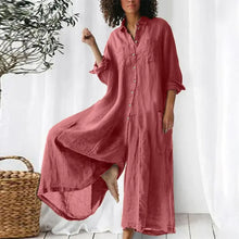 Load image into Gallery viewer, Cotton LinenWomen Jumpsuit Oversized Vintage Button Jumpsuit Summer Women Casual Beach Playsuit Wide Legs Pants Loose Romper
