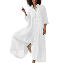 Load image into Gallery viewer, Cotton LinenWomen Jumpsuit Oversized Vintage Button Jumpsuit Summer Women Casual Beach Playsuit Wide Legs Pants Loose Romper
