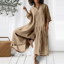 Load image into Gallery viewer, Cotton LinenWomen Jumpsuit Oversized Vintage Button Jumpsuit Summer Women Casual Beach Playsuit Wide Legs Pants Loose Romper
